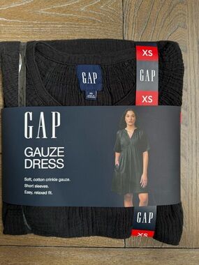 GAP Black Gauze Dress - Classic V-Neck